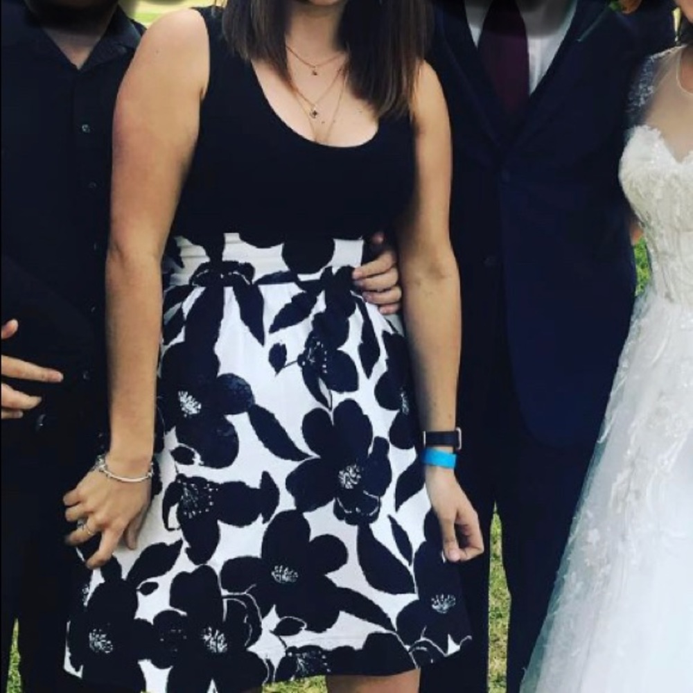 Express Black and White Floral Print Dress